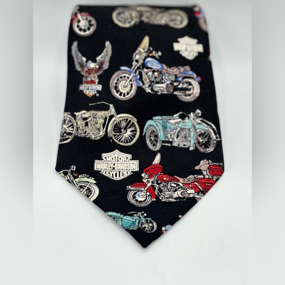.	1990s Nicole Miller Harley Biker Print Necktie
